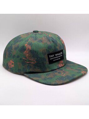 Tiny Whales Youth Fit Floral Green Orange Tiger Print Hat Cap Snapback Nature